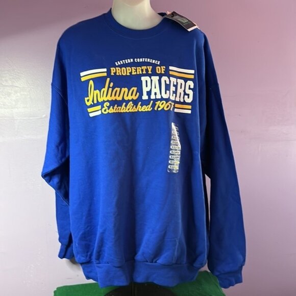 Indiana Pacers Blue Long Sleeve Pullover Hanes Sweatshirt Size XL - Picture 1 of 4